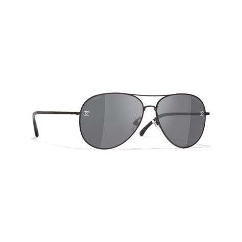 CHANEL 4189TQ Aviator Titanium & Calfskin Sunglasses.